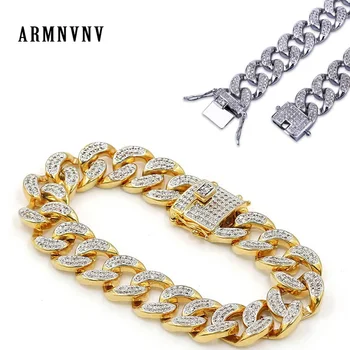 ARMNVNV New Gold Silver Color Micro Pave Cubic Zircon Bracelet All Iced Out 8"(20cm) Length Cuban Chain Hip Hop Jewelry For Male
ARMNVNV New Gold Silver Color Micro Pave Cubic Zircon Bracelet All Iced Out 8"(20cm) Length Cuban Chain Hip Hop Jewelry For Male