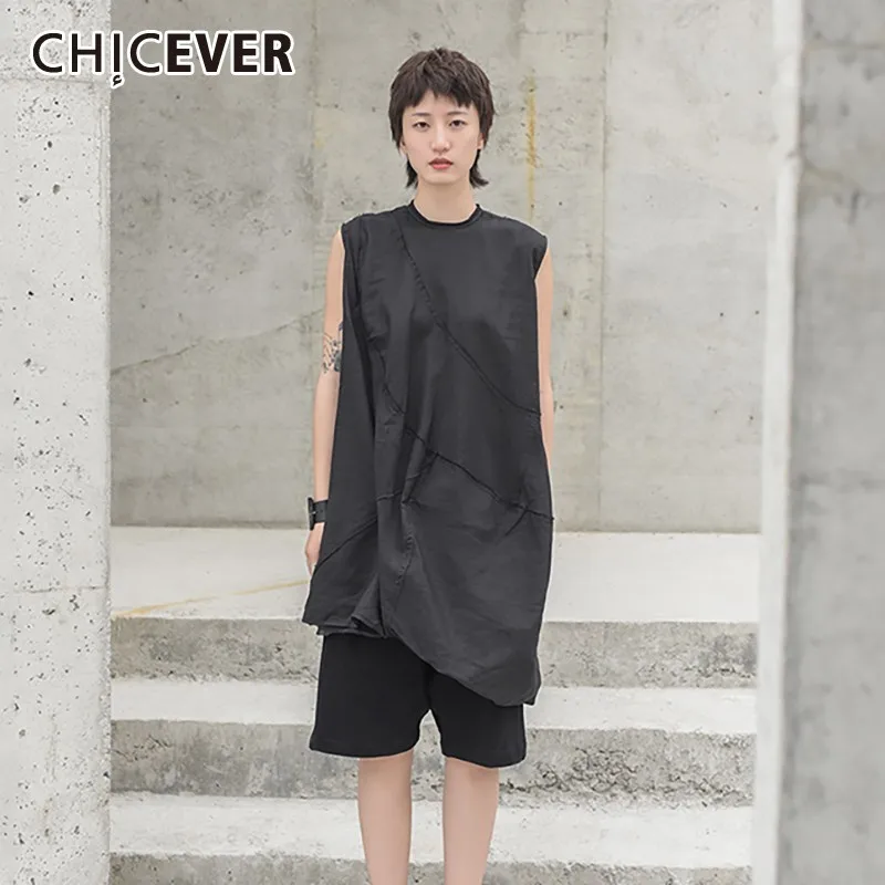 CHICEVER Summer Casual Patchwork Crimping Loose Black Women T Shirt O Neck Sleeveless Back Zipper Long Female T Shirts 2019 New
CHICEVER Summer Casual Patchwork Crimping Loose Black Women T Shirt O Neck Sleeveless Back Zipper Long Female T Shirts 2019 New