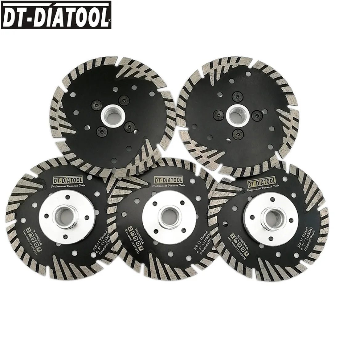 DT-DIATOOL 5pcs/set 4.5inch/115mm Hot Pressed Diamond Turbo Saw Blade with 5/8-11 thread Cutting Disc For Stone Concrete Brick
DT-DIATOOL 5pcs/set 4.5inch/115mm Hot Pressed Diamond Turbo Saw Blade with 5/8-11 thread Cutting Disc For Stone Concrete Brick