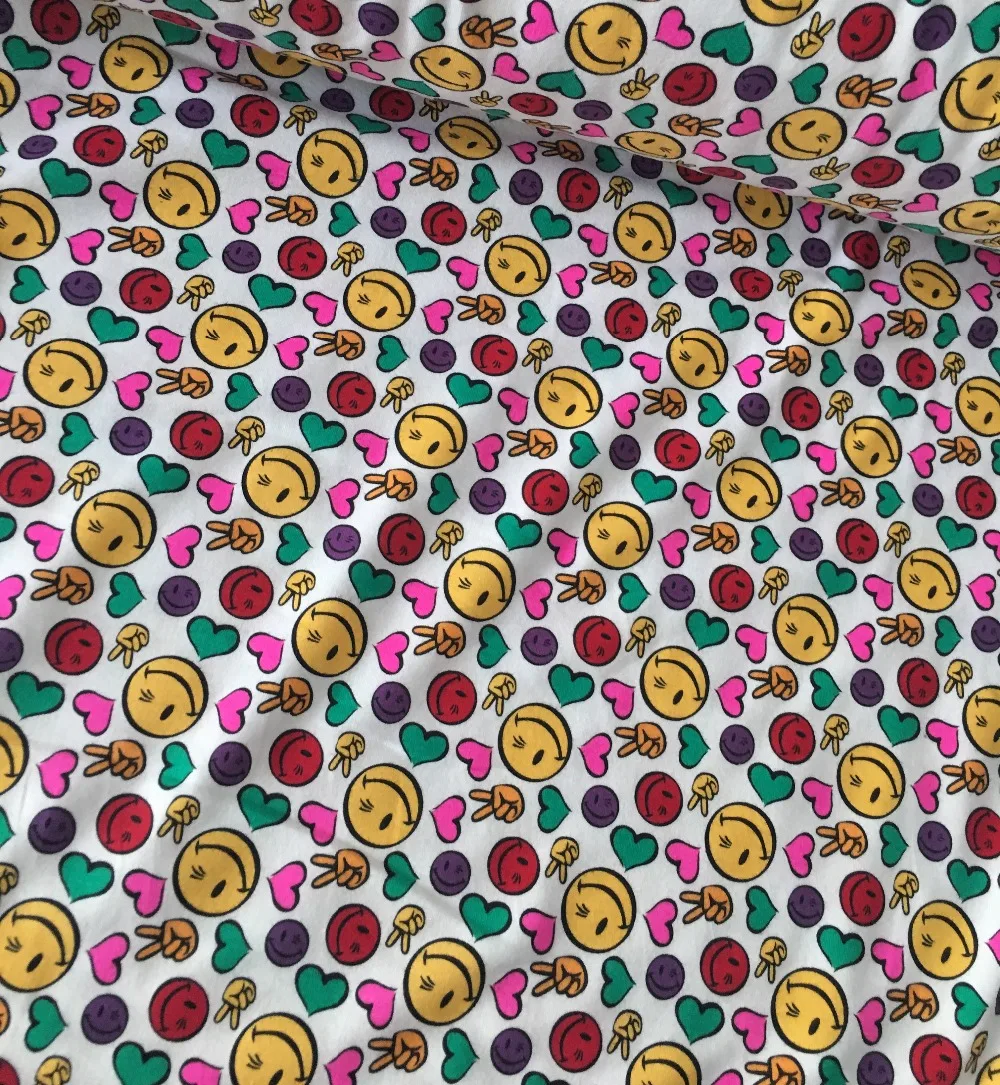 50*170m Smiley face soft lycra stretch Knitted cotton fabric For Sewing diy Patchwork baby girl boy Girl shirt
50*170m Smiley face soft lycra stretch Knitted cotton fabric For Sewing diy Patchwork baby girl boy Girl shirt