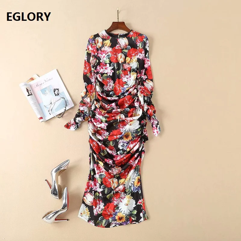 100%Silk Dress New 2019 Spring Fashion Party Midi Dress Women Colorful Flower Print Pleated Long Sleeve Bodycon Pencil Dress
100%Silk Dress New 2019 Spring Fashion Party Midi Dress Women Colorful Flower Print Pleated Long Sleeve Bodycon Pencil Dress