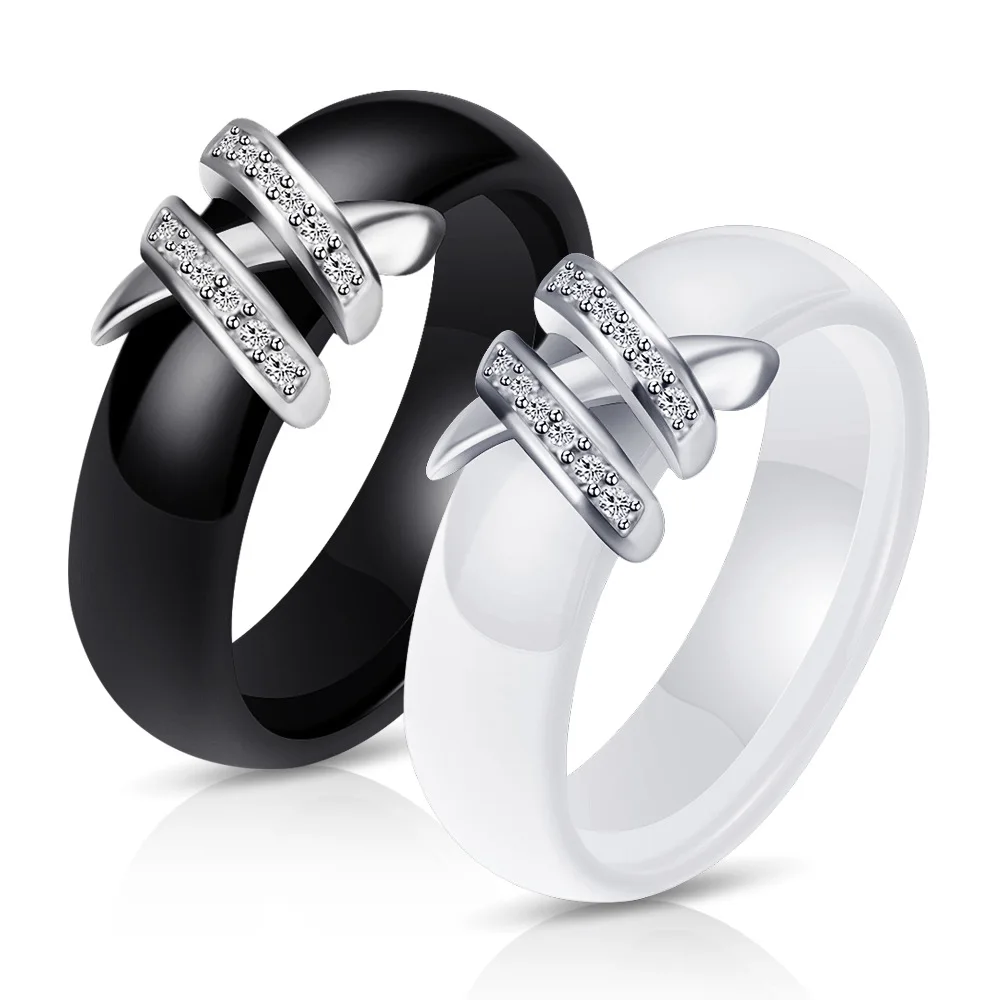 Women Gifts 6mm Crystals Ziron Ceramic Rings Simple Style Fashion Finger Ring Jewelry Black And White Color Hand Ornaments
Women Gifts 6mm Crystals Ziron Ceramic Rings Simple Style Fashion Finger Ring Jewelry Black And White Color Hand Ornaments