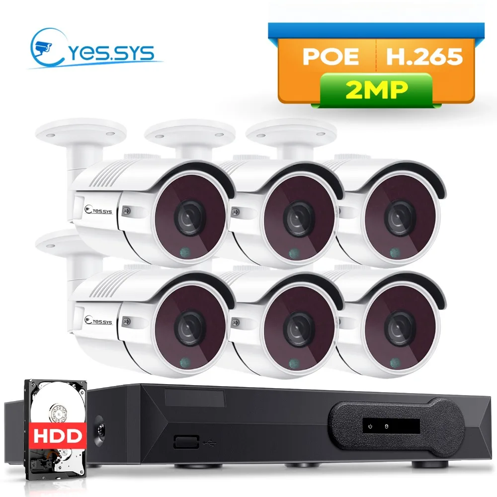 eyessys H.265 8CH 4.0MP CCTV NET NVR 6PCS 2mp Waterproof Camera System Surveillance Kit PoE Security Motion Detection | Безопасность и