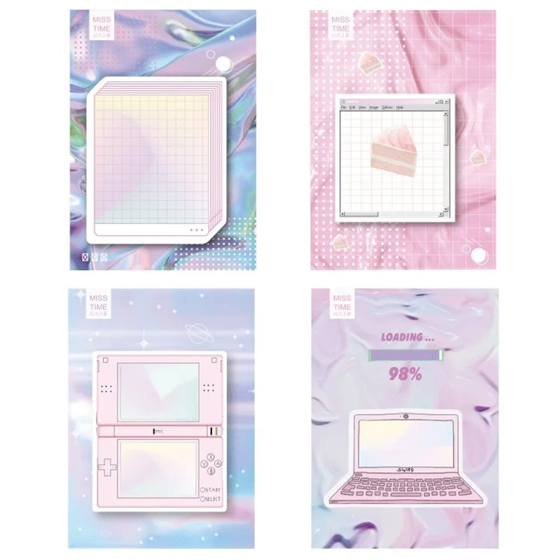 4 pcs Vaporwave design sticky notes Loading Game Aurora color memo pad Bookmark Stationery items Office School supplies F157
4 pcs Vaporwave design sticky notes Loading Game Aurora color memo pad Bookmark Stationery items Office School supplies F157
