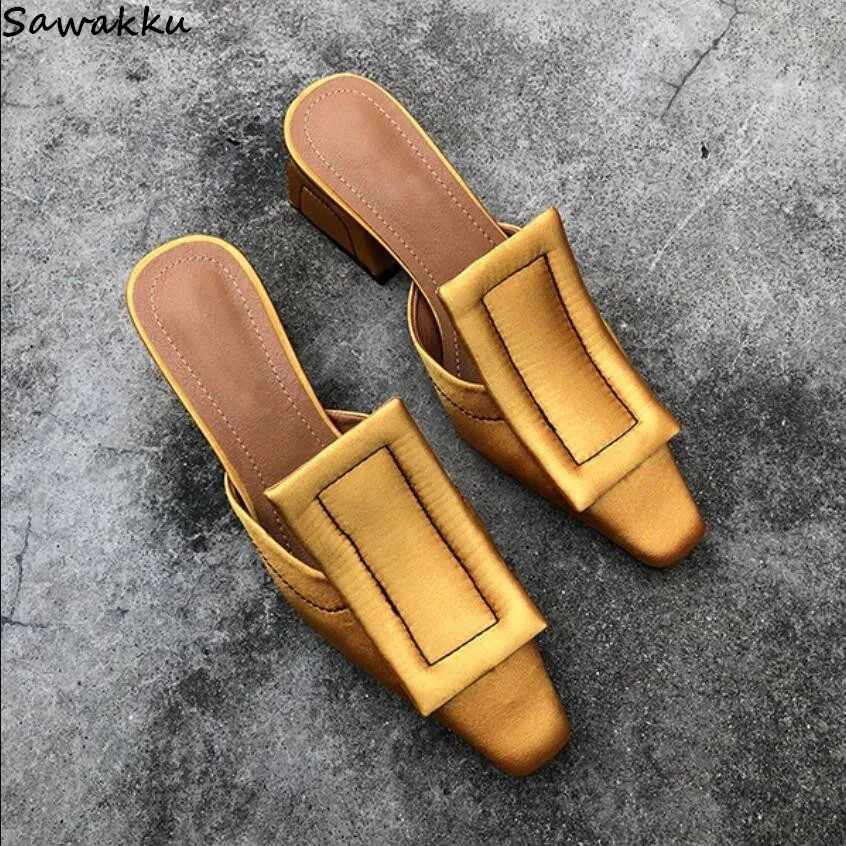 Yellow Pink Silk Leather Women Slippers Square Toe Big Buckle Mid Heels Sandals Fashion Design Female Mules Shoes Beach Slides
Yellow Pink Silk Leather Women Slippers Square Toe Big Buckle Mid Heels Sandals Fashion Design Female Mules Shoes Beach Slides
