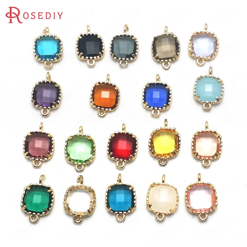 10PCS 9x14MM 24K Champagne Gold Color Brass and Glass Square 2 Holes Connect Charms Pendants Diy Jewelry Findings Accessories
10PCS 9x14MM 24K Champagne Gold Color Brass and Glass Square 2 Holes Connect Charms Pendants Diy Jewelry Findings Accessories