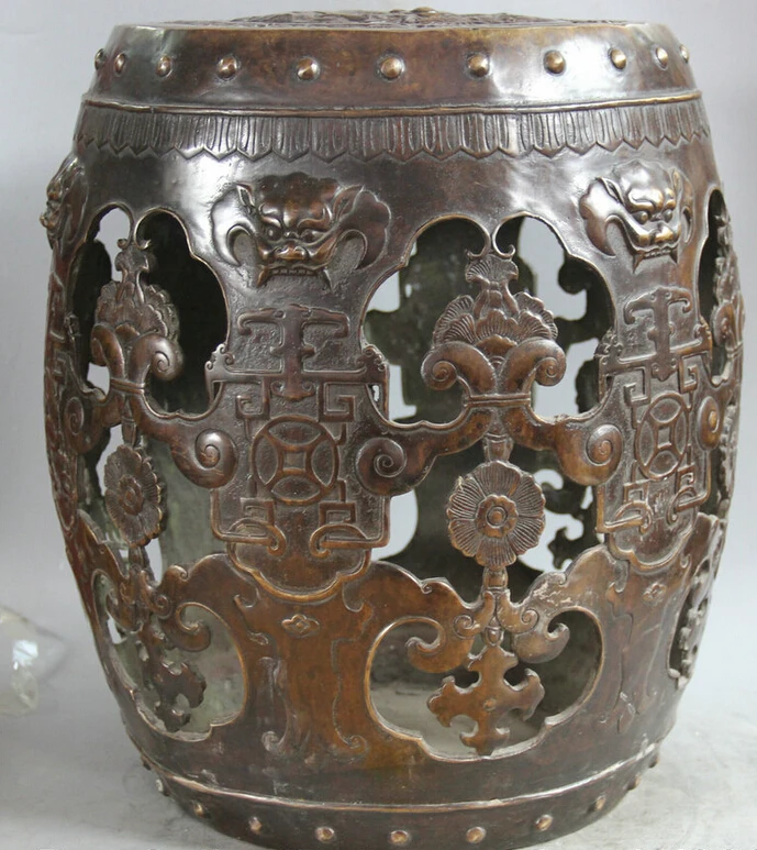 Elegant old S2246 18" China Dynasty palace Bronze circular flower Beast Dragon tablet chair stool (A0321)
Elegant old S2246 18" China Dynasty palace Bronze circular flower Beast Dragon tablet chair stool (A0321)