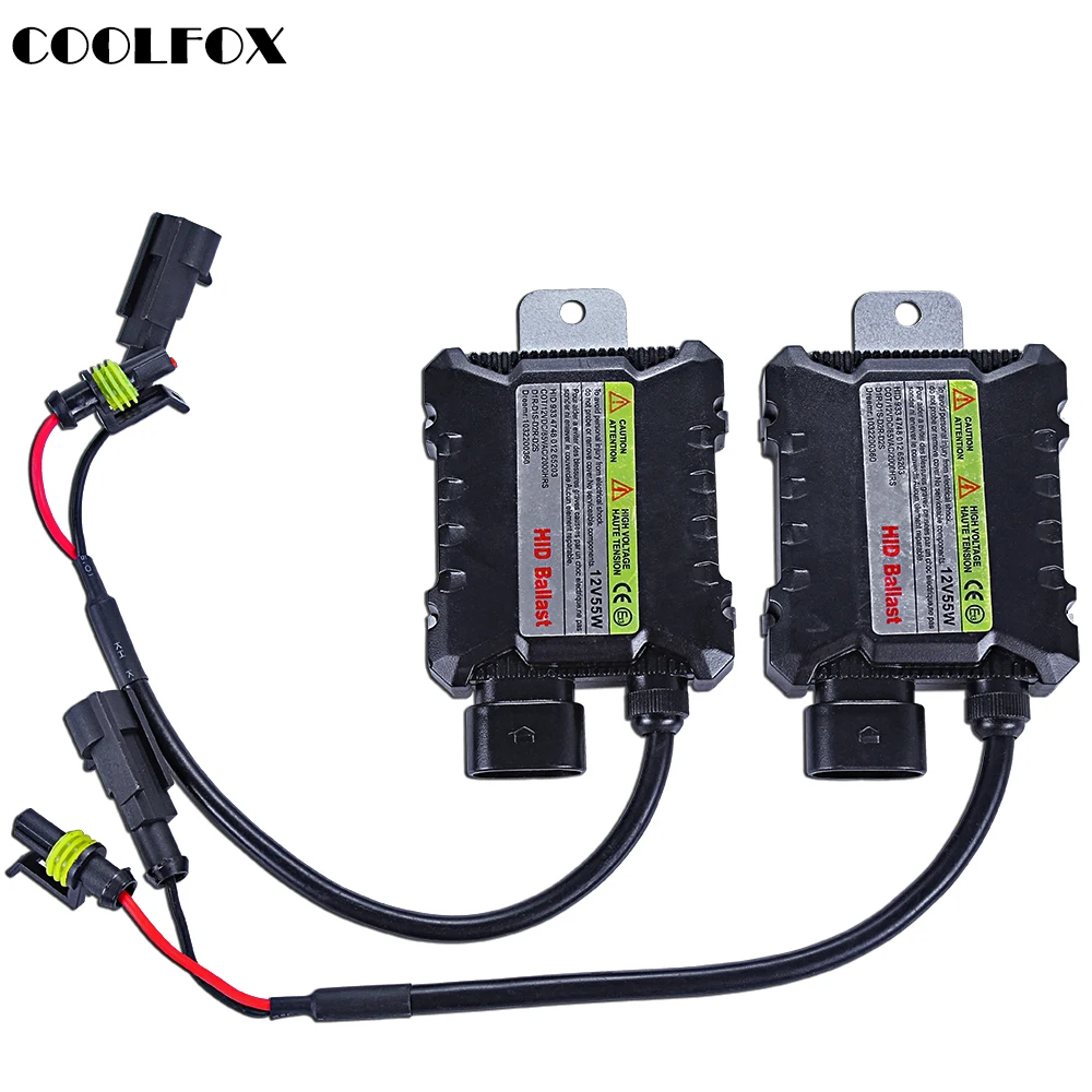 COOLFOX 2Pcs HID Ballast Digital hid Ballasts Control Ignition Unit Block Transformer For All Xenon Light Kit DC 12v 55w | Автомобили и