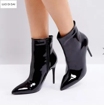 2019 spring fashion women black boots zip on women ankle booties thin heel patent leather boots ladies party shoes point toe
2019 spring fashion women black boots zip on women ankle booties thin heel patent leather boots ladies party shoes point toe