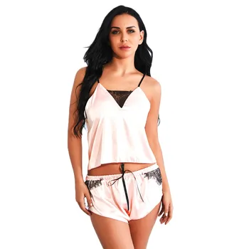 Women Shorts Set Sleepwear атласная пижама sexy silk satin Lace stitching pajamas for women Lingerie cute summer pajamas set #4
Women Shorts Set Sleepwear атласная пижама sexy silk satin Lace stitching pajamas for women Lingerie cute summer pajamas set #4