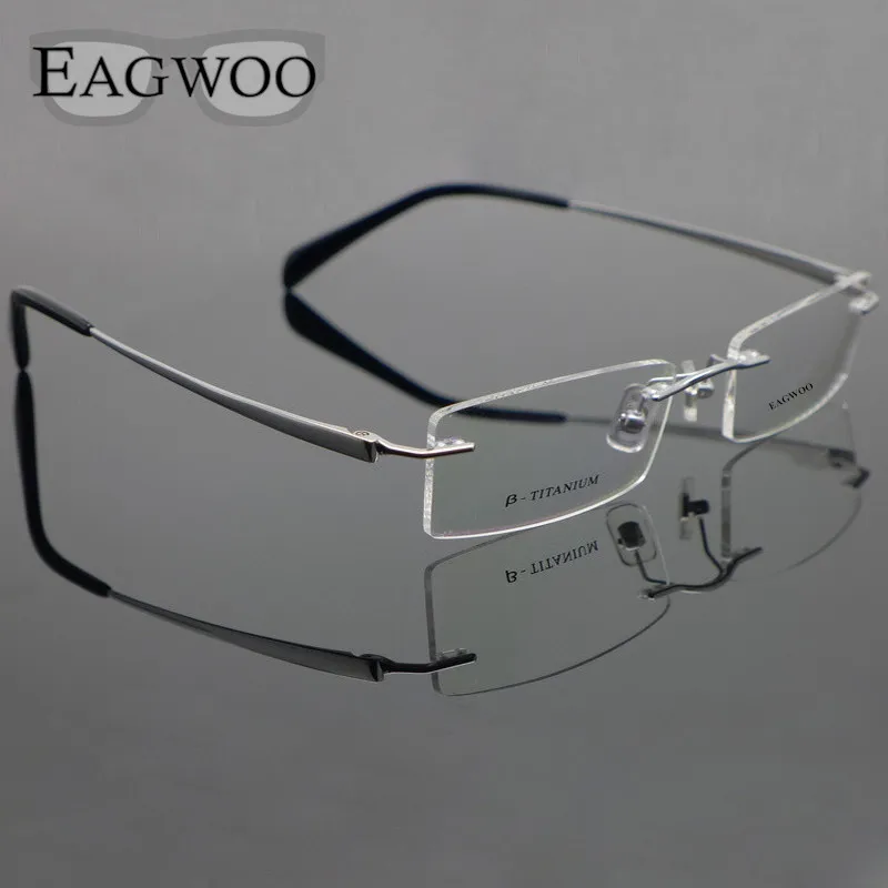 

Pure Titanium Eyeglasses Rimless Optical Frame Prescription Spectacle Frameless Glasses For Men Eye glasses 11090 Slim Temple