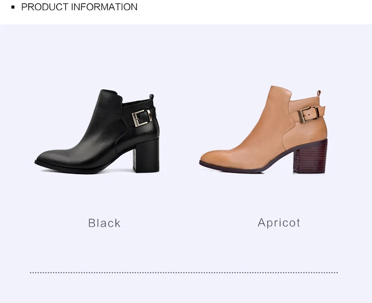 Donna-in leather ankle boots pointed toe thick heel ladies short boots women's leather boots 96350-19 (7)