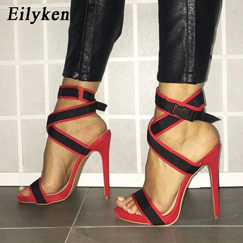 Eilyken Gladiator Flock Women Sandals Buckle Strap Thin High Heels 12CM Pumps Sandals Sexy Shoes Mixed Colors sandles Red black
Eilyken Gladiator Flock Women Sandals Buckle Strap Thin High Heels 12CM Pumps Sandals Sexy Shoes Mixed Colors sandles Red black