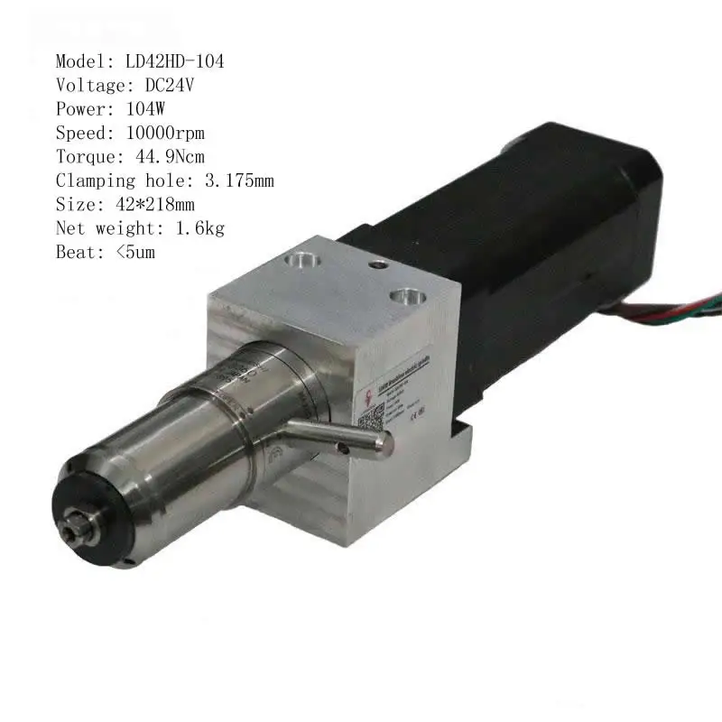 Pocket NC CNC machine tool spindle PCB drilling machine Man robot engraving machine tool change spindle, 104W 10000rpm 44.9Ncm
Pocket NC CNC machine tool spindle PCB drilling machine Man robot engraving machine tool change spindle, 104W 10000rpm 44.9Ncm