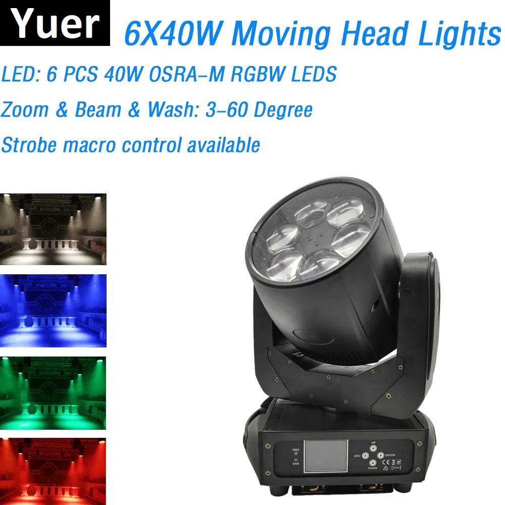 6X40W Beam Moving Head Lights LED DMX Control Professional Stage Lights RGBW 4IN1 Zoom Wash Dj Lights For Disco Bar Wedding Club
6X40W Beam Moving Head Lights LED DMX Control Professional Stage Lights RGBW 4IN1 Zoom Wash Dj Lights For Disco Bar Wedding Club