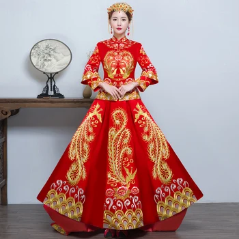 Big Size Ancient Women Asian Bride Wedding Dresses Toast Clothing Embroidery Phoenix Cheongsam Novelty Female Vestidos Qipao
Big Size Ancient Women Asian Bride Wedding Dresses Toast Clothing Embroidery Phoenix Cheongsam Novelty Female Vestidos Qipao
