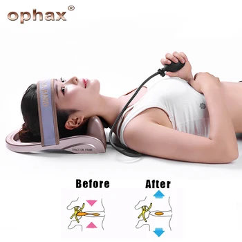 OPHAX Portable Pneumatic Cervical Vertebra Tractor Home Health Care Posture Pump Neck Massager Spine Traction Muscle Pain Relief