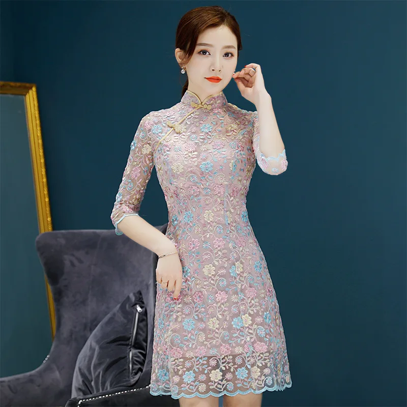 New Arrival Womens Mini Cheongsam Fashion Chinese Short Style Sexy Lace Dress Summer Slim Qipao Vestidos Size S M L XL XXL 92907
New Arrival Womens Mini Cheongsam Fashion Chinese Short Style Sexy Lace Dress Summer Slim Qipao Vestidos Size S M L XL XXL 92907