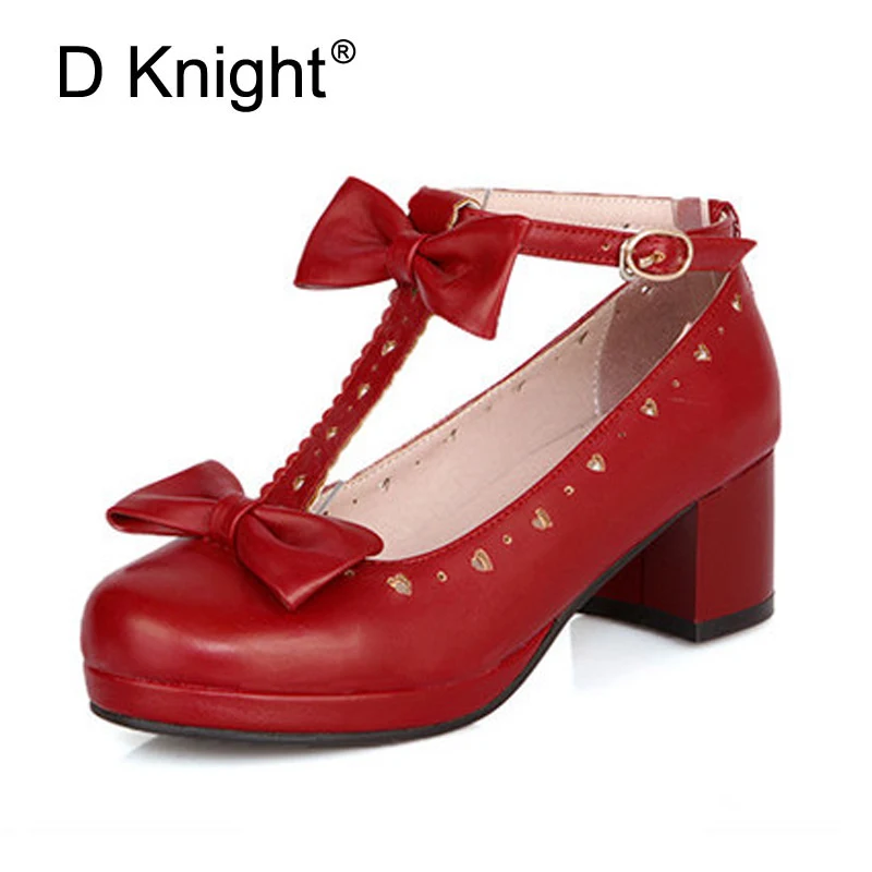 Sweet Princess Party Shoes pu Leather Women Pumps Cosplay Bow Thick Heel Buckle Straps Round Toe Platform Lolita Shoes For Woman
Sweet Princess Party Shoes pu Leather Women Pumps Cosplay Bow Thick Heel Buckle Straps Round Toe Platform Lolita Shoes For Woman
