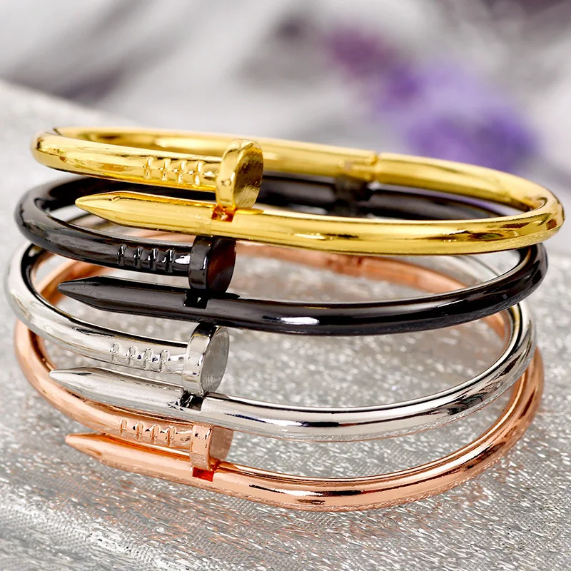 High Quality Charming Gold Colour Women Cuff Nail Bangles Simple Style Elegant Metal Bracelet & Bangle For Women Accessories
High Quality Charming Gold Colour Women Cuff Nail Bangles Simple Style Elegant Metal Bracelet & Bangle For Women Accessories