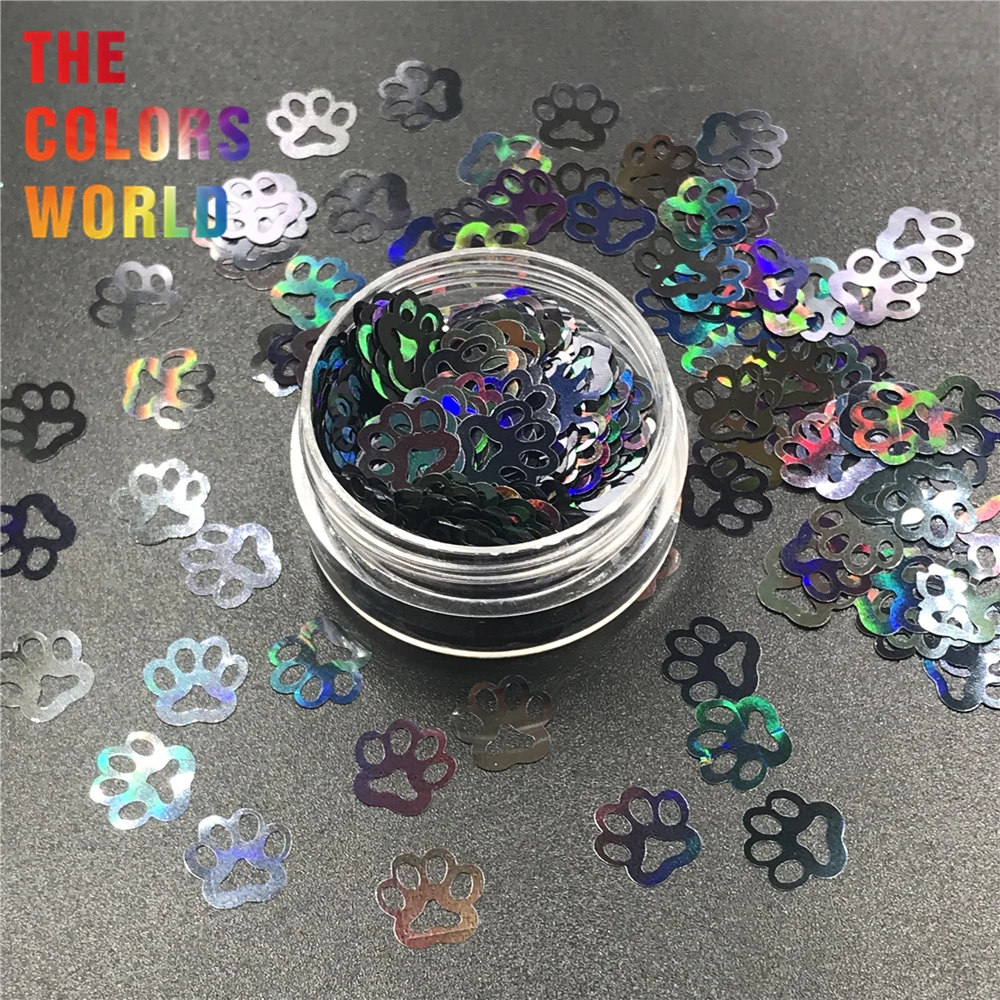 

TCT-314 Paw Print Puppy Shape Holographic Nail Glitter Nail Art Decoration Body Art Festival Tumbler Craft DIY Accessories