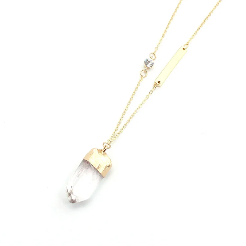 White Crystal Quartz Necklace Natural Stone Pendant Long Gold Chain Necklaces Geometric Accessories Jewelry
White Crystal Quartz Necklace Natural Stone Pendant Long Gold Chain Necklaces Geometric Accessories Jewelry