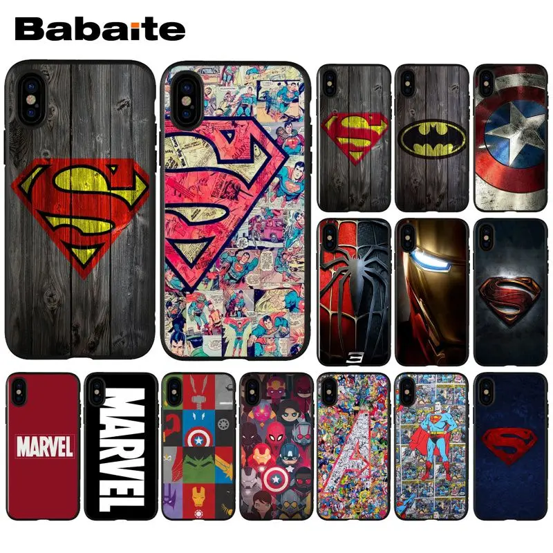 Babaite Superman Deadpool Iron Man Marvel Avengers Soft TPU Phone Cover for Apple iPhone 8 7 6 6S Plus X XS MAX 5 5S SE XR Cover
Babaite Superman Deadpool Iron Man Marvel Avengers Soft TPU Phone Cover for Apple iPhone 8 7 6 6S Plus X XS MAX 5 5S SE XR Cover
