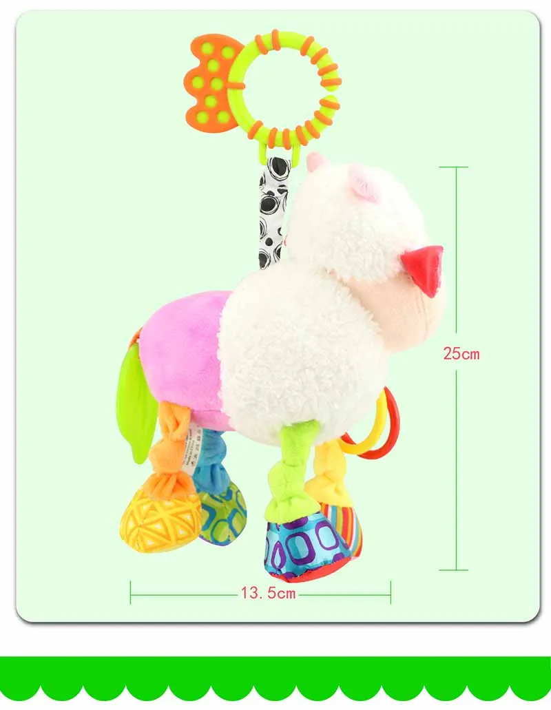 35*22CM Musical Cute Rattles Bed Crib Stroller Kids Stuffed Doll Vibrator Dog Hand Bell Shake RingToy With Teether D012 18