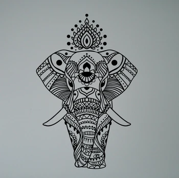 Indian Elephant Mandala Wall Sticker Asian Home Interior Ethnic Yoga Pattern Vinyl Decal Peaceful Ornament India Culture Mural