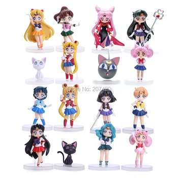16pcs/set 6-8cm Anime Sailor Moon Tsukino Usagi Sailor Mars Mercury Jupiter Venus Saturn PVC Action Figure Toys
16pcs/set 6-8cm Anime Sailor Moon Tsukino Usagi Sailor Mars Mercury Jupiter Venus Saturn PVC Action Figure Toys