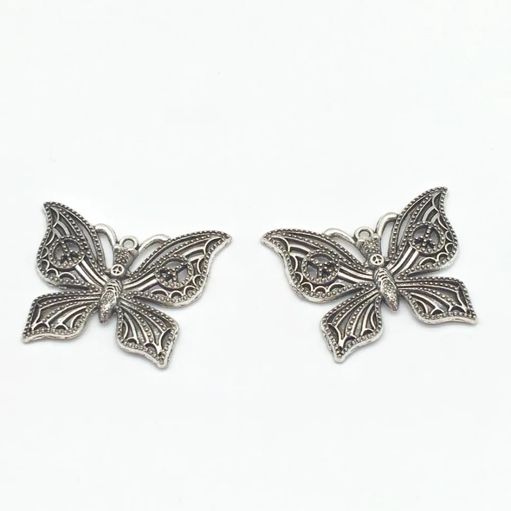 6 pcs Vintage Tibetan Silver alloy 38*30mm butterfly Charms Metal Pendants for Jewelry Making DIY Handmade Craft | Украшения и