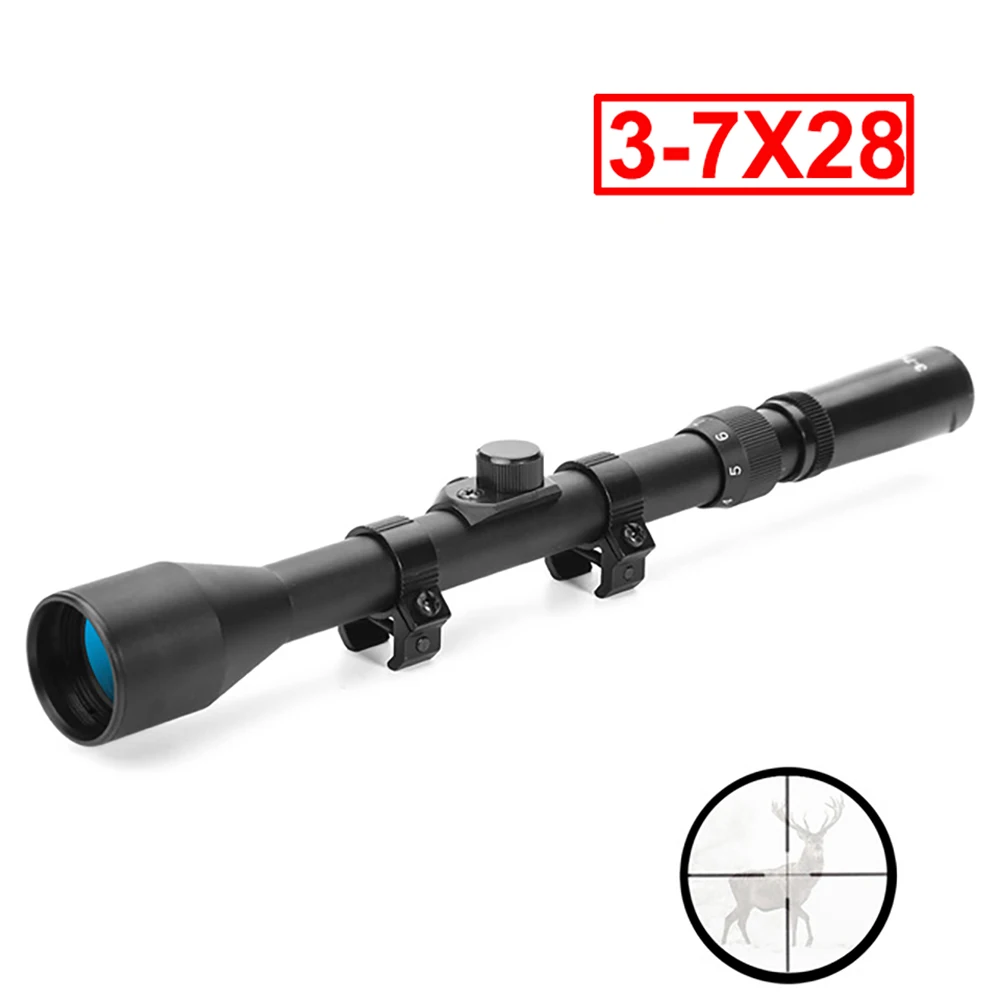 

3-7x28 Riflescope Hunting Optics Telescopic Sight Scope For Airsoft Rifle Gun Weapon Fit 11mm Mount Crosshair Rifle Scopes