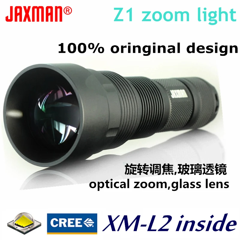 JAXMAN Z1 Turning Optical Zoom Flashlight Torch with AR Coating Glass Lense CREE XML2 26650 flahligth
JAXMAN Z1 Turning Optical Zoom Flashlight Torch with AR Coating Glass Lense CREE XML2 26650 flahligth