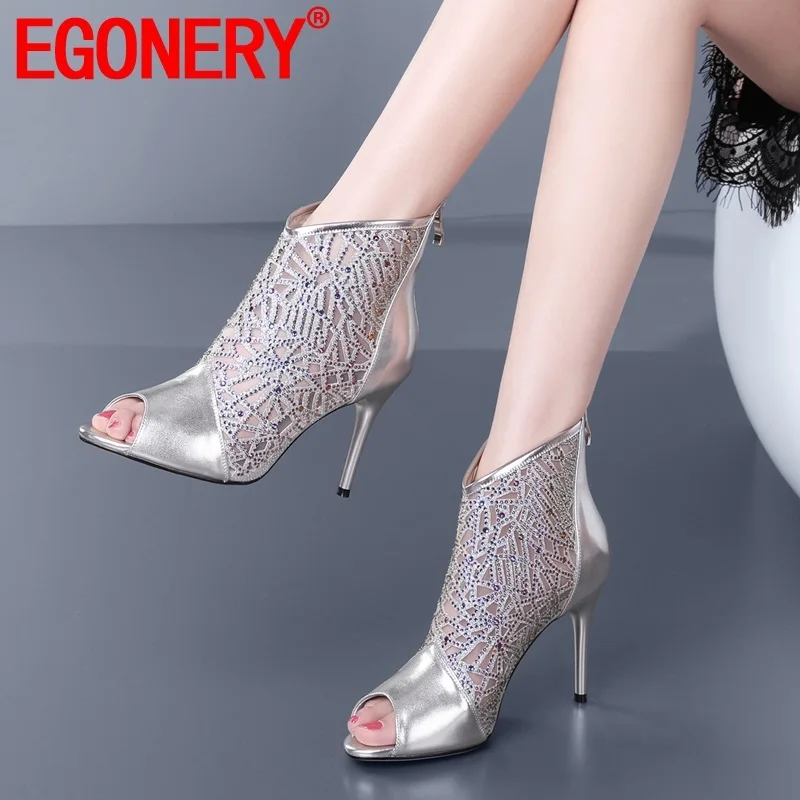 EGONERY woman shoes 2019 new fashion sexy super high heels summer boots outside zip open toe crystal genuine leather party shoes
EGONERY woman shoes 2019 new fashion sexy super high heels summer boots outside zip open toe crystal genuine leather party shoes