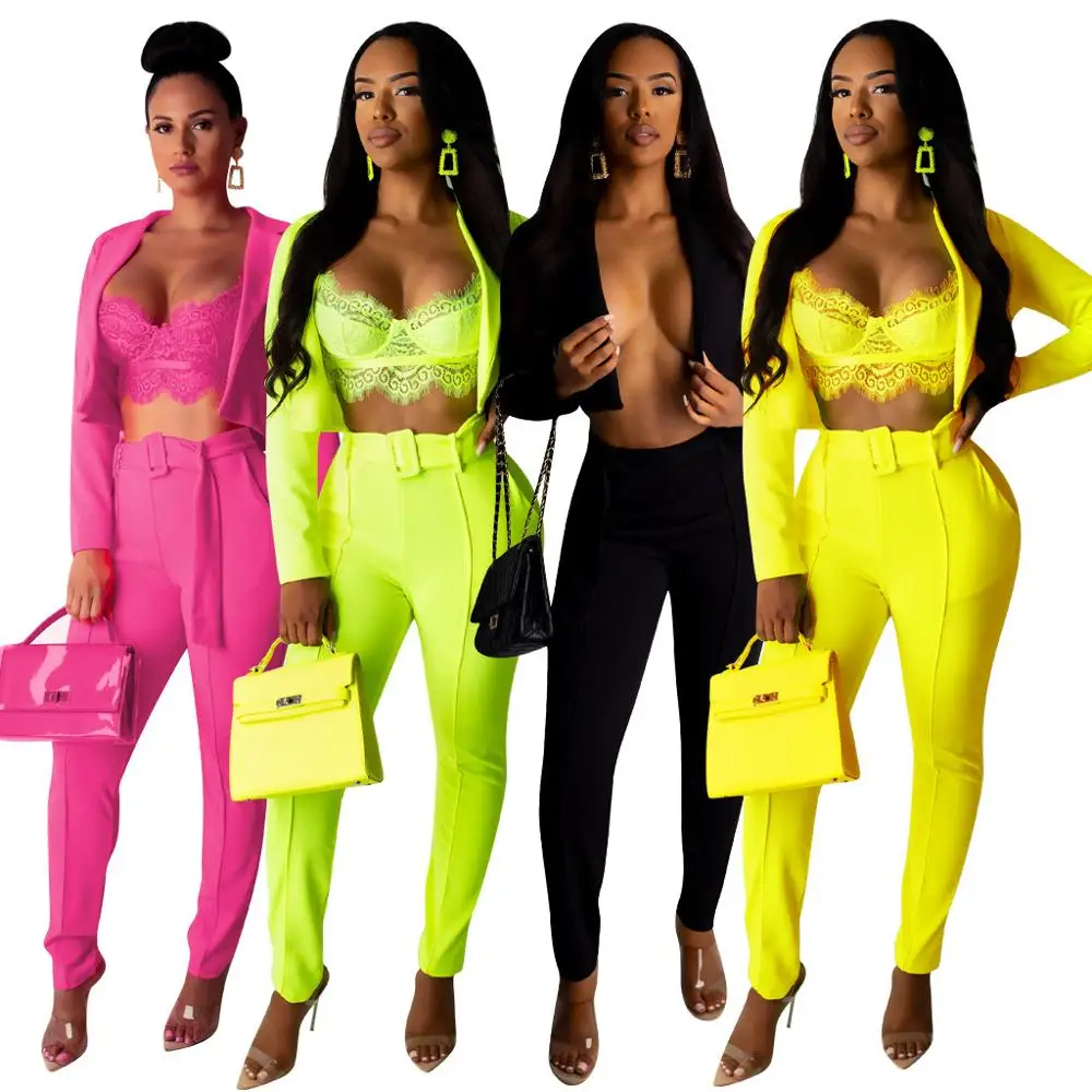 Latest Autumn Fashion Lady Two Pieces Coat and Pants Suits Long Sleeve V Neck Short Jacket+Pants Elegant OL Coat Suits witg Sash
Latest Autumn Fashion Lady Two Pieces Coat and Pants Suits Long Sleeve V Neck Short Jacket+Pants Elegant OL Coat Suits witg Sash