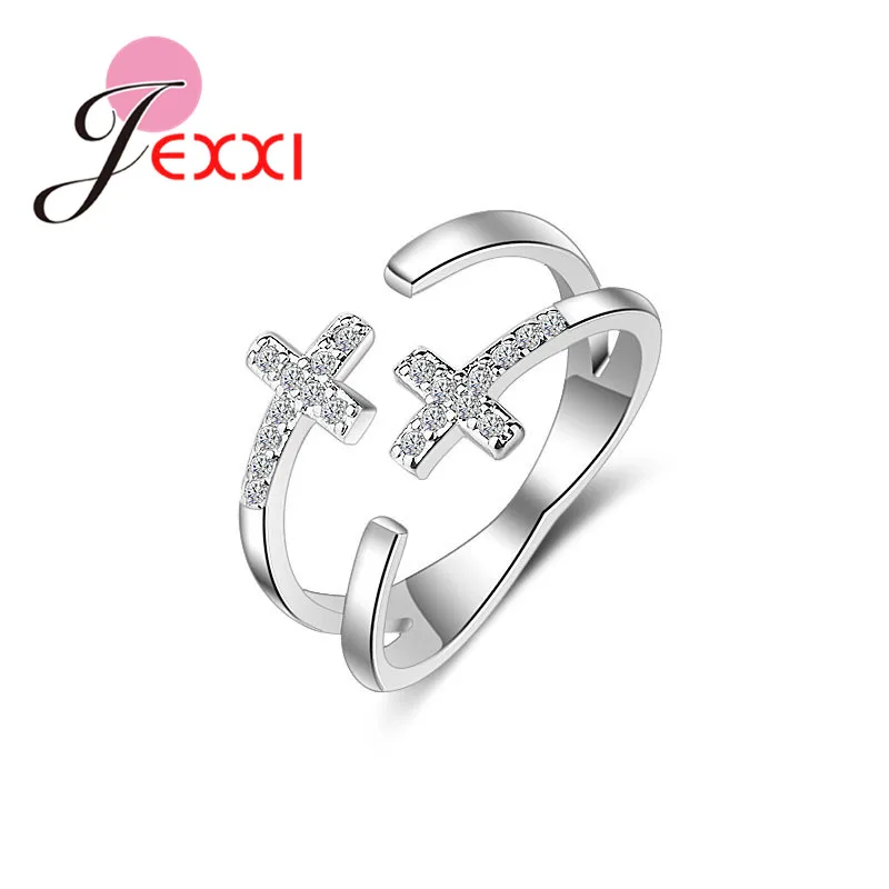 Latest 925 Sterling Silver Free Size Rings Shiny CZ Zircon Stones Double Cross Rhinestones Party Jewelry for Women Femme
Latest 925 Sterling Silver Free Size Rings Shiny CZ Zircon Stones Double Cross Rhinestones Party Jewelry for Women Femme