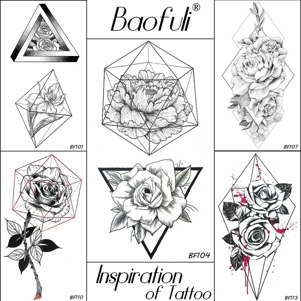 Baofuli Geometric Triangle Black Tattoo Fake Rose Flower Temporary Girls Tattoos Body Art Plant Tatto Sexy Back Arm Chest Makeup
Baofuli Geometric Triangle Black Tattoo Fake Rose Flower Temporary Girls Tattoos Body Art Plant Tatto Sexy Back Arm Chest Makeup