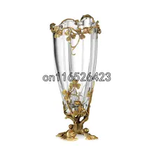 High-end transparent glass inlaid copper creative vase Home decoration High-end transparent glass inlaid copper creative vase Home decoration