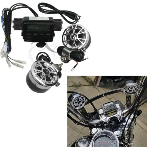 Motorcycle Handlebar Audio Sound System MP3 FM Radio Stereo 2 Speakers For Harley Kawasaki Yamaha Suzuki ATV Bike
Motorcycle Handlebar Audio Sound System MP3 FM Radio Stereo 2 Speakers For Harley Kawasaki Yamaha Suzuki ATV Bike