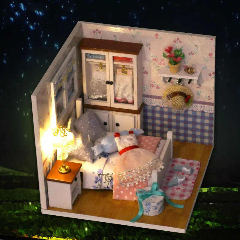 M-002 Bedroom DIY Wood Dollhouse Miniature With LED Furniture Cover Doll House Decoration Intelligence Toy
M-002 Bedroom DIY Wood Dollhouse Miniature With LED Furniture Cover Doll House Decoration Intelligence Toy