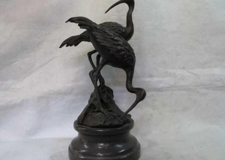 Chinese Pure Bronze Copper Feng Shui Two red -crowned crane Art Statue on Marble
Chinese Pure Bronze Copper Feng Shui Two red -crowned crane Art Statue on Marble