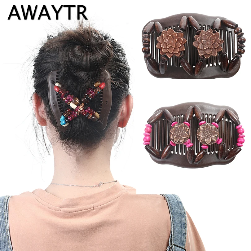 AWAYTR New Vintage Magic Hair Combs For Women Headwear Elegant Wood Bead Flower Hair Clips Girls Hairpin Hair Accessories
AWAYTR New Vintage Magic Hair Combs For Women Headwear Elegant Wood Bead Flower Hair Clips Girls Hairpin Hair Accessories