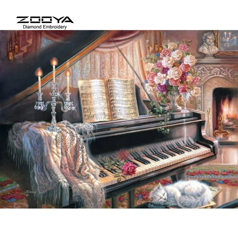New DIY Needlework Diamond Embroidery Diamond Painting Cross Stitch Piano And Sleeping Cat Landscape Rhinestones Painting BJ241
New DIY Needlework Diamond Embroidery Diamond Painting Cross Stitch Piano And Sleeping Cat Landscape Rhinestones Painting BJ241