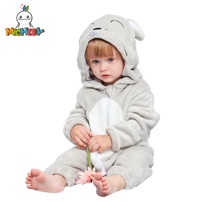 

MICHLEY New Baby Hooded Romper Winter and Autumn Flannel Animal Style Boys Cosplay Clothes High Quality Girls Pajamas XYZ-Mouse