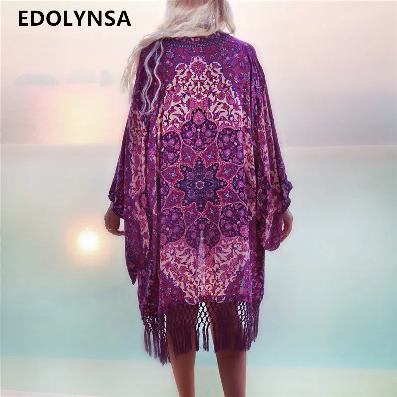 Bohemian Style 2019 Summer Purple Kimono Cardigan Casual Fashion Boho Hippie Embroidery Tassel Ladies Shirts Women Tops #N149
Bohemian Style 2019 Summer Purple Kimono Cardigan Casual Fashion Boho Hippie Embroidery Tassel Ladies Shirts Women Tops #N149