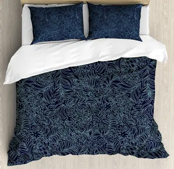 Navy and Teal Duvet Cover Set Abstract Artistic Flourish Nature Inspired Pattern Leaves Blossoms Bedding Set Dark Blue Turquoise
Navy and Teal Duvet Cover Set Abstract Artistic Flourish Nature Inspired Pattern Leaves Blossoms Bedding Set Dark Blue Turquoise