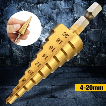 Doersupp 1PC Hex Titanium Step Cone Drill Bit Hole Cutter 4-20MM HSS For Sheet Metal Drilling Power Tools Top Quality
Doersupp 1PC Hex Titanium Step Cone Drill Bit Hole Cutter 4-20MM HSS For Sheet Metal Drilling Power Tools Top Quality