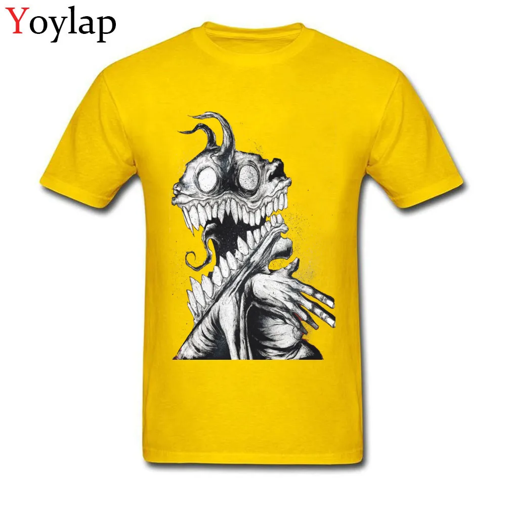 Classic Printed Tops Tees O-Neck Summer Autumn 100% Cotton Short Sleeve T Shirt for Men Devils Backbone Funny Tee Shirt yellow