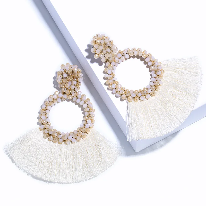 Ethnic Boho Round Beaded Tassel Earrings Fashion Woman Geometric Statement Hanging White Fringe Earring Female Vintage Bijoux
Ethnic Boho Round Beaded Tassel Earrings Fashion Woman Geometric Statement Hanging White Fringe Earring Female Vintage Bijoux
