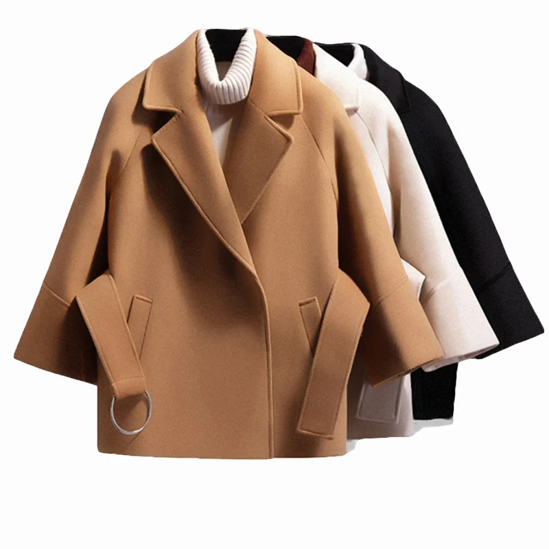 Womens Autumn Winter Short Woolen Coat 2019 Loose Belt Female Raglan Sleeves Cloak Jackets Elegant Single Button Black Camel New
Womens Autumn Winter Short Woolen Coat 2019 Loose Belt Female Raglan Sleeves Cloak Jackets Elegant Single Button Black Camel New